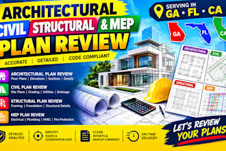 architectural civil structural engineering and mep review plans in ga, fl, ca