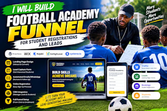 build football academy funnel for student registrations and leads