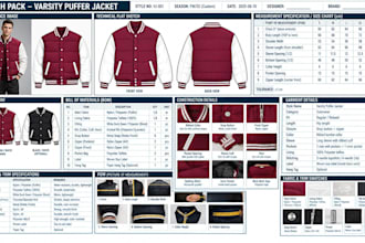 create a puffer jacket, varsity jacket, bomber jacket, for manufacturing