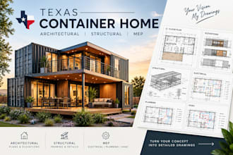 design texas shipping container home architectural structural and mep drawings
