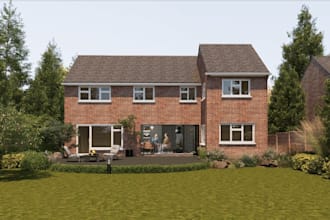 produce brick house 3d visual,cgi suburban home, private family residence render