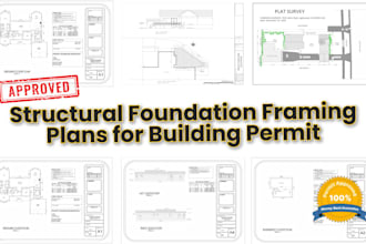 draw structural foundation framing plans for building permit