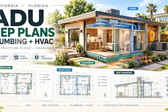 create california florida adu plumbing mep hvac construction plans drawings