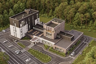 reconstruct fire station building,disinfection room design,living quarter render