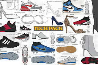 footwear design shoe tech pack technical drawing flat sketch heels loafer nike