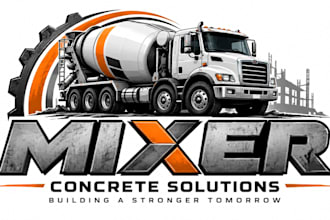 design a professional  concrete mixer, construction, or machinery mixer logo
