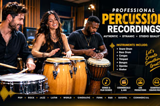 record professional snare drum, congas, djembe, and percussion tracks