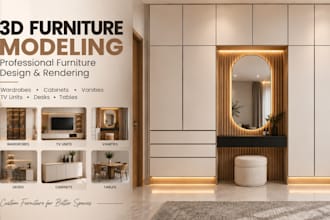 do 3d furniture modelling, custom cabinetry, and technical drawings