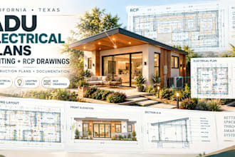create california texas adu electrical lighting rcp construction plans drawings