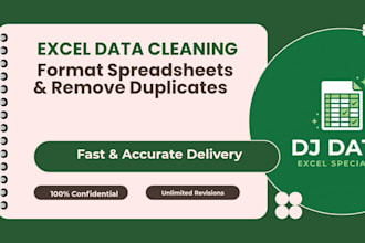 clean excel data, format messy spreadsheets and remove duplicates