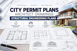do city permit plan, architect drawing and structural engineering plan