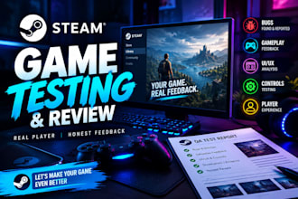 test your game and review it on steam with honest gameplay feedback