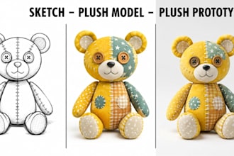 turn your 2d character to a custom plush toy design and sewing pattern tech pack