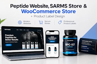 design a peptide website, sarms store, woocommerce store, product label