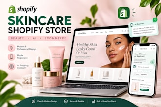 design  beauty  skincare shopify ecommerce website, beauty website with ai agent