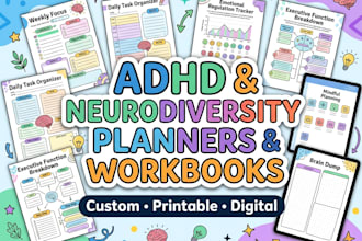 design adhd planners, autism worksheets, workbooks