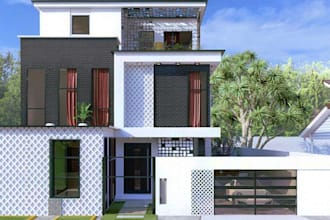 revamp modern house architecture,exterior facade,carport design,courtyard render