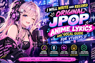 write and record original jpop anime lyrics and vocal guide for vtubers