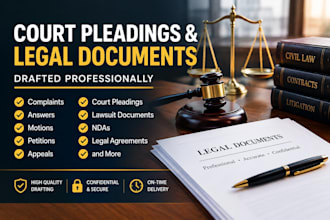 draft court pleadings, motions, complaints, petitions and appeals