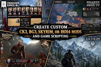 create custom ck3, bg3, skyrim, or hoi4 mods and game scripting