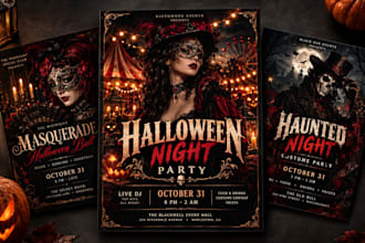 design unique halloween trunk or treat flyers and vintage horror posters