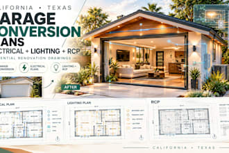 create california texas garage conversion electrical lighting rcp plans
