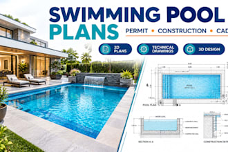design swimming pool plans, permit drawings and construction details