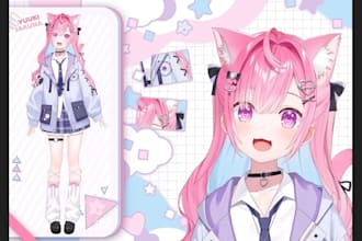 draw and rig live2d vtuber model, anime vtuber, vtuber rigging, 2d vtuber model