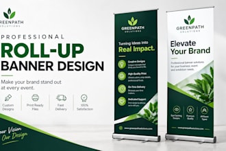 design a professional roll up banner and retractable banner