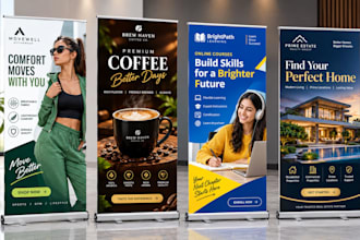 design roll up banner, retractable banner, pull up banner, or roller banner