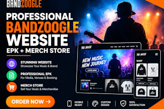 design a professional bandzoogle website, music epk and merch store