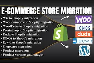 migrate wix woocommerce wordpress prestashop duda ionos ecwid to shopify store