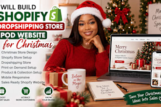 build shopify dropshipping store pod website for christmas