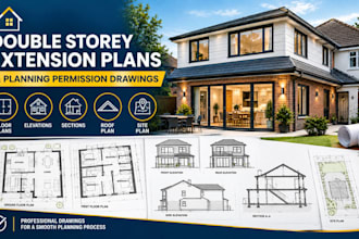 create double storey extension plans and planning permission drawings for houses