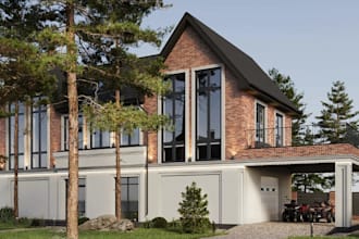 3d single family home,brick terrace,outdoor render,country house,cgi front porch