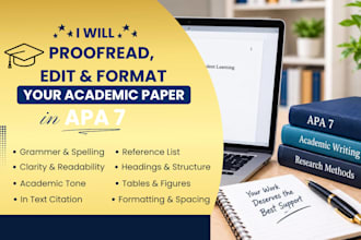 proofread, edit, format your academic paper in apa 7 style