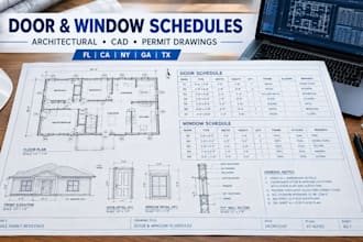 fl, ca, ny, ga, tx, architectural door and window schedules drawings permit