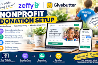 set up zeffy or givebutter donation pages, forms and website embeds