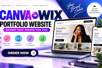 design a canva or wix portfolio website and landing page
