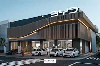 do 3d car showroom design, 3d vehicle garage interior, 3d automotive rendering