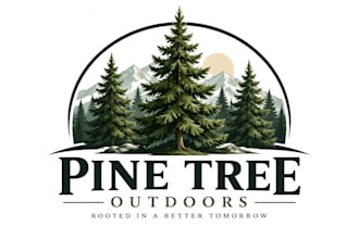 design a professional , forest, nature, outdoor, or camping pine tree logo