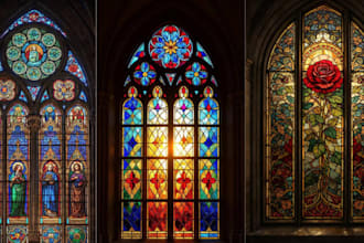 custom stained glass art, modern mosaic, window panels and church stained glass