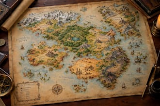 create a detailed fantasy world map for your book game or rpg
