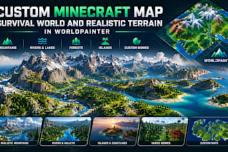 build custom minecraft map, survival world and realistic terrain in worldpainter