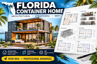 design florida shipping container home architectural structural and mep drawings
