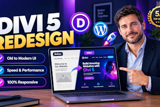 redesign wordpress website to divi 5 as divi expert for divi website