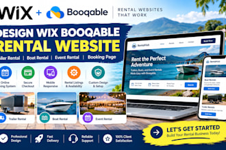 design wix booqable website, trailer rental, boat rental, event rental, booking