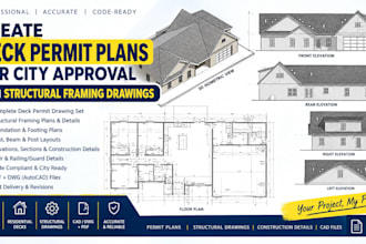 create deck permit plans for city approval with structural framing drawings