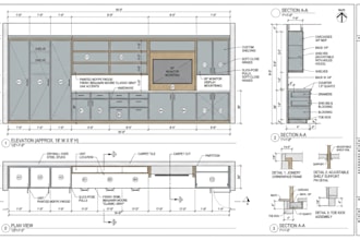 design office millwork, cabinetry, casework and built in shop drawing