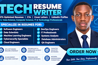 write ats data science, data analysis, automation, tech, cloud, resume